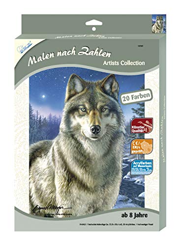 MAMMUT 107001 - Malen nach Zahlen Artists, Tiermotiv, Wolf, Komplettset mit bedruckter Malvorlage im A4 Format, 20 Acrylfarben und Pinsel, Malset für Kinder ab 10 Jahre MAMMUT 107001 - Malen nach Zahlen Artists, Tiermotiv, Wolf, Komplettset mit bedruckter Malvorlage im A4 Format, 20 Acrylfarben und Pinsel, Malset für Kinder ab 10 Jahre von Mammut Spiel & Geschenk