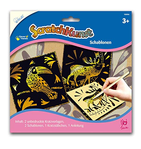 MAMMUT 158006 - Kratzbilder ScratchKunst, Motive Schablonen, Komplettset mit 2 Kratzvorlagen, 2 Schablonen, Kratzstäbchen und Anleitung, Scraper, Kratzset für Kinder ab 3 Jahre MAMMUT 158006 - Kratzbilder ScratchKunst, Motive Schablonen, Komplettset mit 2 Kratzvorlagen, 2 Schablonen, Kratzstäbchen und Anleitung, Scraper, Kratzset für Kinder ab 3 Jahre von Mammut Spiel & Geschenk