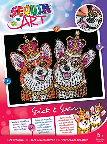 MAMMUT 8011805 - Sequin Art Paillettenbild Corgies, Hund, Steckbild, Komplettset mit Styropor-Rahmen, Bildvorlage, Pailletten, Steckstiften, Anleitung, Bastelset für Kinder ab 6 Jahre von Mammut Spiel & Geschenk