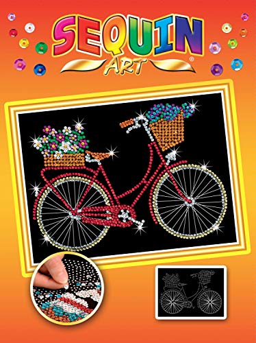 MAMMUT 8031716 - Sequin Art Paillettenbild Fahrrad, Steckbild, Bastelset mit Styropor-Rahmen, Bildvorlage, Pailletten, Steckstiften, Anleitung, für Kinder ab 8 Jahre von Sequin Art