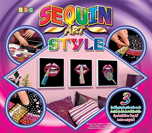 MAMMUT 8081608 - Sequin Art Style 3 Paillettenbilder Pop Art 3, Bastelset mit 3 Styropor-Rahmen, 3 samtige Bildvorlagen, Pailletten, Steckstiften, Anleitung, für Kinder ab 8 Jahre MAMMUT 8081608 - Sequin Art Style 3 Paillettenbilder Pop Art 3, Bastelset mit 3 Styropor-Rahmen, 3 samtige Bildvorlagen, Pailletten, Steckstiften, Anleitung, für Kinder ab 8 Jahre von Mammut Spiel & Geschenk