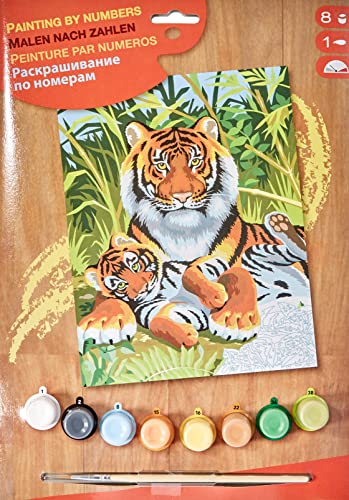 MAMMUT 8220029 - Malen nach Zahlen Junior, Tiger, Komplettset mit bedruckter Malvorlage im A4 Format, 8 Acrylfarben, Pinsel und Anleitung, Malset für Kinder ab 8 Jahre MAMMUT 8220029 - Malen nach Zahlen Junior, Tiger, Komplettset mit bedruckter Malvorlage im A4 Format, 8 Acrylfarben, Pinsel und Anleitung, Malset für Kinder ab 8 Jahre von Mammut Spiel & Geschenk