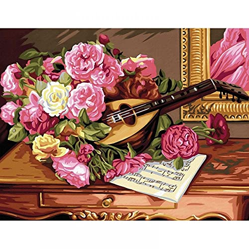 MAMMUT 8241037 - Malen nach Zahlen Senior, Romantischer Blumenstrauβ, Komplettset mit bedruckter Malvorlage im A3 Format, 12 Acrylfarben, Pinsel, Anleitung, großes Malset ab 10 Jahre von Mammut Spiel & Geschenk