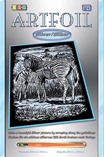 MAMMUT 8251018 - Artfoil, Kratzbild, Tiermotiv, Zebras, silber, Komplettset mit Kratzbild, Kratzmesser und Anleitung, Scraper, Scratch, glänzend, Kratzset für Kinder ab 8 Jahre MAMMUT 8251018 - Artfoil, Kratzbild, Tiermotiv, Zebras, silber, Komplettset mit Kratzbild, Kratzmesser und Anleitung, Scraper, Scratch, glänzend, Kratzset für Kinder ab 8 Jahre von Mammut Spiel & Geschenk