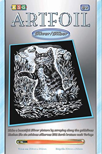 MAMMUT 8251034 - Artfoil, Kratzbild, Tiermotiv, Kätzchen, Katze, silber, Komplettset mit Kratzbild, Kratzmesser und Anleitung, Scraper, Scratch, Kratzset für Kinder ab 8 Jahre MAMMUT 8251034 - Artfoil, Kratzbild, Tiermotiv, Kätzchen, Katze, silber, Komplettset mit Kratzbild, Kratzmesser und Anleitung, Scraper, Scratch, Kratzset für Kinder ab 8 Jahre von Mammut Spiel & Geschenk