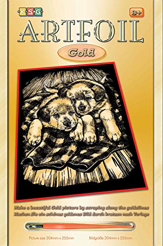 MAMMUT 8261032 - Artfoil, Kratzbild, Tiermotiv, Welpen, Hunde, gold, Komplettset mit Kratzbild, Kratzmesser und Anleitung, Scraper, Scratch, glänzend, Kratzset für Kinder ab 8 Jahre MAMMUT 8261032 - Artfoil, Kratzbild, Tiermotiv, Welpen, Hunde, gold, Komplettset mit Kratzbild, Kratzmesser und Anleitung, Scraper, Scratch, glänzend, Kratzset für Kinder ab 8 Jahre von Mammut Spiel & Geschenk