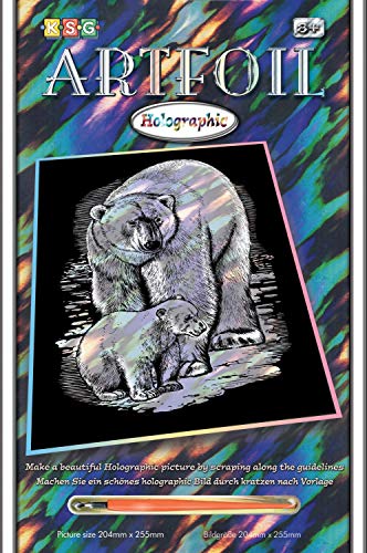 MAMMUT 8290547 - Artfoil, Kratzbild, Tiermotiv, Eisbären, Holografie, Komplettset mit Kratzbild, Kratzmesser und Anleitung, Scraper, Scratch, glänzend, Kratzset für Kinder ab 8 Jahre von Mammut Spiel & Geschenk