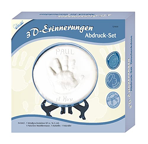 Mammut 129031-3D Erinnerungen Abdruck-Set Geschenkdose in blau, Komplettset für Baby Fuß/Handabdruck, mit Metalldose, 1 Päckchen Modelliermasse, 1 Aufsteller & 1 Holzroller, Kreativset für Eltern Mammut 129031-3D Erinnerungen Abdruck-Set Geschenkdose in blau, Komplettset für Baby Fuß/Handabdruck, mit Metalldose, 1 Päckchen Modelliermasse, 1 Aufsteller & 1 Holzroller, Kreativset für Eltern von Mammut Spiel & Geschenk