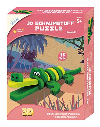 Mammut 156012 - Bastelset 3D Puzzle Krokodil, Puzzlespiel mit Safari Tieren, Tierpuzzle aus Schaumstoff, Komplettset mit Puzzleteilen und Anleitung, Kreatives Puzzleset für Kinder ab 5 Jahre von Mammut Spiel & Geschenk