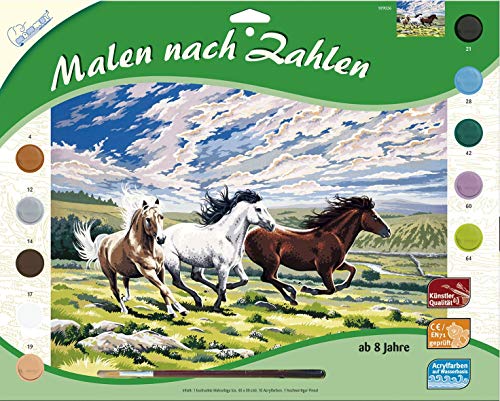 Mammut Spiel & Geschenk 109026 - Malen nach Zahlen - Pferde im Galopp, ca. 40 x 30 cm von Mammut Spiel & Geschenk