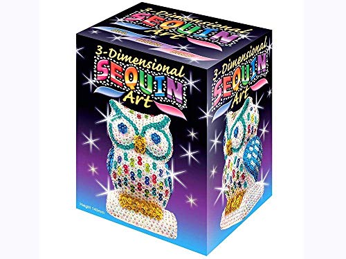 Mammut Spiel & Geschenk 8101409 - 3D Sequin Art Paillettenfigur Eule, Steckform, Bastelset mit Styropor-Figur, Pailletten, Steckstiften, Perlen und Anleitung, für Kinder ab 8 Jahre von Mammut Spiel & Geschenk