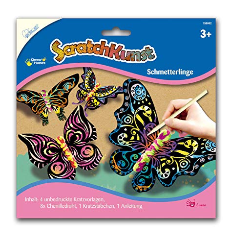 Mammut Spiel & Geschenk 6 158002 - Kratzbilder ScratchKunst, Motive Schmetterlinge, Komplettset mit 4 Kratzvorlagen, Chenilledraht, Kratzstäbchen und Anleitung, Scraper, Kratzset für Kinder ab 3 Jahre Mammut Spiel & Geschenk 6 158002 - Kratzbilder ScratchKunst, Motive Schmetterlinge, Komplettset mit 4 Kratzvorlagen, Chenilledraht, Kratzstäbchen und Anleitung, Scraper, Kratzset für Kinder ab 3 Jahre von Mammut Spiel & Geschenk