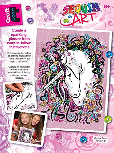 Mammut Spiel & Geschenk 8311720 Unicorn Sequin Art Teen Craft Einhorn, ca. 36 x 27 cm, bunt von Sequin Art