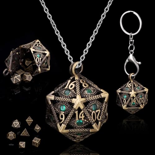 ManChDa Mini-DND-Würfel-Set aus Metall mit hohlem D20-Halsketten-Würfeletui, antikes kleines polyedrisches Metallwürfel-Set, D&D, tragbar, 7-teilig, Schlüsselanhänger, Würfel, Rollenspiele, ManChDa Mini-DND-Würfel-Set aus Metall mit hohlem D20-Halsketten-Würfeletui, antikes kleines polyedrisches Metallwürfel-Set, D&D, tragbar, 7-teilig, Schlüsselanhänger, Würfel, Rollenspiele, von ManChDa