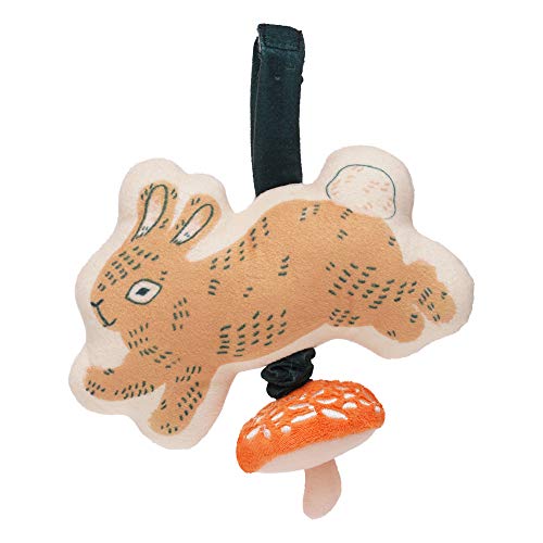 Manhattan Toy 160710 Button Bunny Brahm's Lullaby Pull Musikspielzeug mit Babyglockenspiel und Verstellbarer Stoffschlaufe für Tragehilfen und Kinderbetten, Mehrfarbig von Manhattan Toy