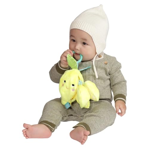 Manhattan Toy Mini-Apple Farm Lemon Baby-Reisespielzeug mit Rassel, Quietsche, Crinkle-Stoff und Beißring-Clip-on-Befestigung von Manhattan Toy