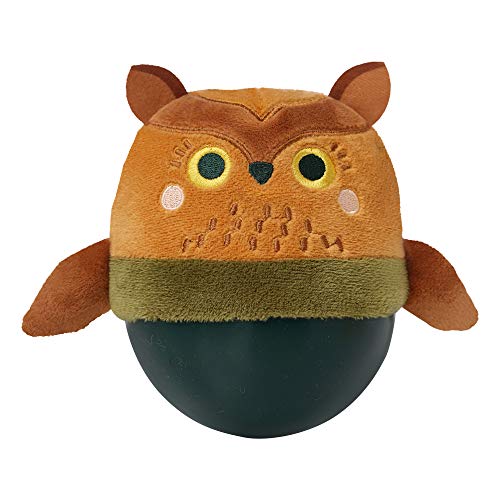 Manhattan Toy Wackeliger Bobbly Owl Weighted, weicher Silikon-Wackelball mit besticktem Plüsch-Baby- und Kleinkindspielzeug von Manhattan Toy