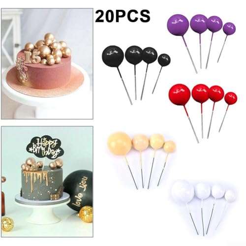 20 goldene Kugeln für Kuchen- und Cupcake-Dekoration, perfekt für Partyfeiern (lila) von Manillefu