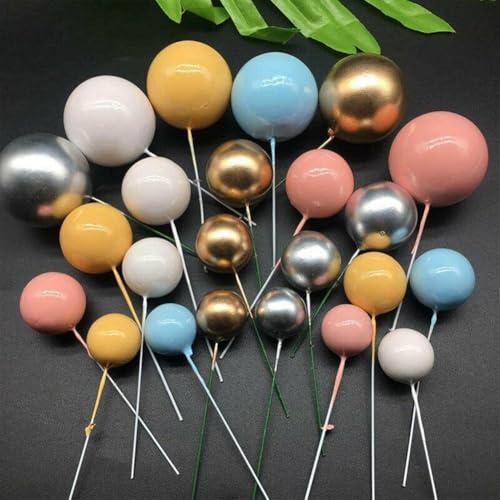 20 goldene Kugeln für Kuchen- und Cupcake-Dekoration, perfekt für Partyfeiern (weiß) von Manillefu
