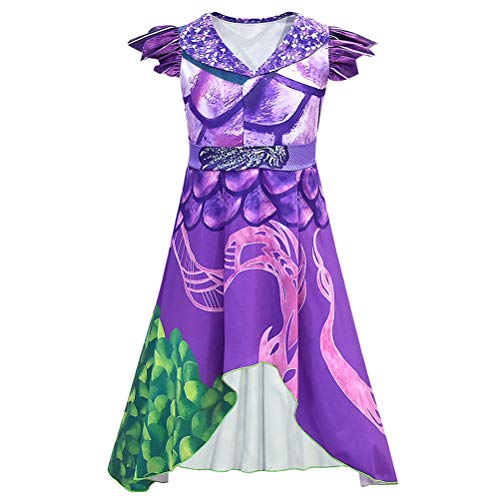 Mankoo Halloween Kleid Nachkommen Drachen Kleid Für Mädchen Phantasie Kleidung Make-Up Sets Kleine Kinder Onesies Halloween Horror Nacht Party Kostüme von Mankoo