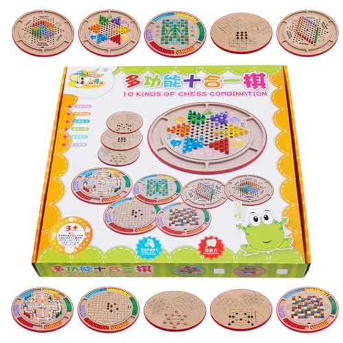 Checkers and Chess Brettspiel, Checkers Schachbrettspiel Set | 10-in-1 Multifunktionales Holzprüfer Brettspiel - Interaktive Kinder Spielen Set für Kinder Mädchen Frauen Männer Männer von Manolyee