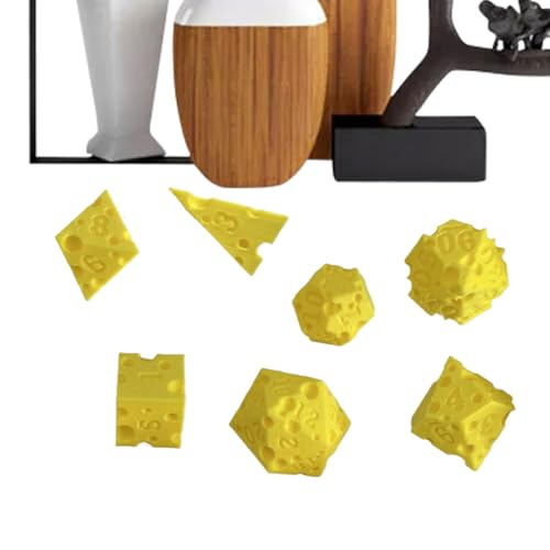 Cool Dice - 7-teilige Käse-Roll-Würfel,3D-gedrucktes interaktives Requisit für Rollenspiel Mathe Lernen Unterricht Entscheidungsfindung Reise Party Klassenraum Familiennacht von Manolyee
