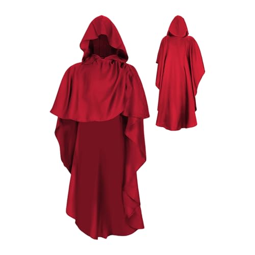 Mäntel für Männer mit Kapuze, Vintage Kapuzenumhang, Gothic Kostüm Herren Umhang für Halloween Party Cosplay Festival Bühne Ritter Mittelalter von Manolyee