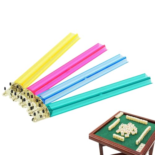 Manolyee Acryl-Mahjong-Racks Mit Schiebern | 4er Set Mit Schiebern Für Mahjong Spielsteine,Klare 47 cm Halterung Für Erfahrene Spieler, Reise Und Anfänger von Manolyee
