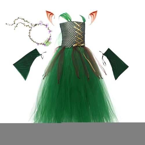 Manolyee Mädchen Halloween Tutu | Grüner Feenrock | Verwandlungskostüm Rollenspiel Zubehör Für 2-10 Jahre Karneval Bühnenauftritt Feenparty von Manolyee