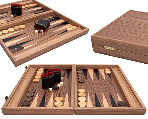 Backgammon-Set - Turnierbrett aus Walnuss- und Ahornholz - Premium Edition von Manopoulos