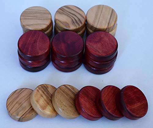 Manopoulos 30 Small 1" Olive Wood Checkers Natural Olive Wood - Red Color Checkers von Manopoulos