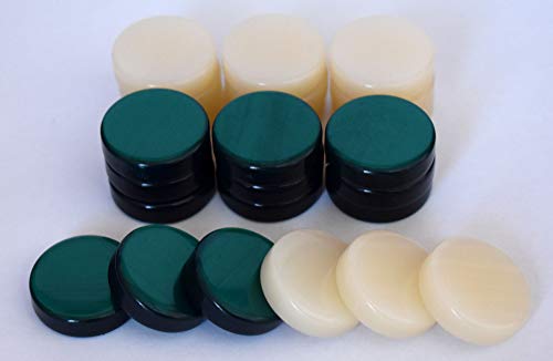 Manopoulos 30 Small Acrylic Backgammon Checkers - Chips Green & Ivory 1 inch von Manopoulos