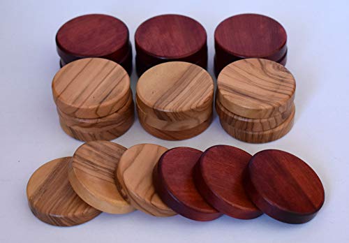 Manopoulos 30 natürliches Olivenholz – rote Backgammon-Checkers – Chips, 3,6 cm von Manopoulos