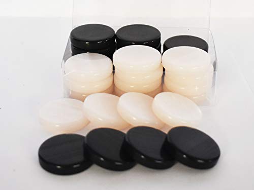 Manopoulos 30 Acryl-Backgammon-Set – Schwarz & Elfenbeinfarben, 3,6 cm Chips für 2 Spieler, ab 6 Jahren von Manopoulos