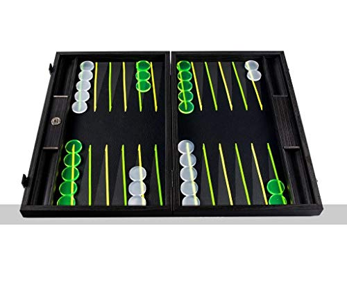 Manopoulos Fluorescent Green UV Leatherette Backgammon Set (19-inch) von Manopoulos