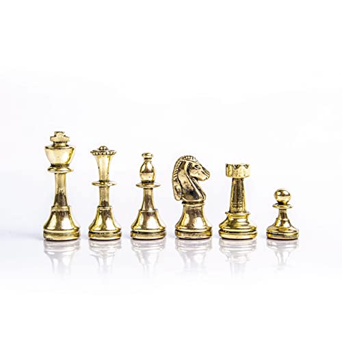 Staunton Schach aus Metall, klein, Messing, Nickel, ohne Schachbrett von Manopoulos