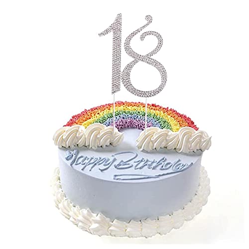 18 Zahl Kuchen Topper Strass, 18 Number Strass Cake Topper, 18 Jahrestag Kuchendekoration, 18. Geburtstagstorte Dekoration, 18 Zahl Kuchendeckel, Kuchendekoration für Erwachsene für Jubiläum (Silber) 18 Zahl Kuchen Topper Strass, 18 Number Strass Cake Topper, 18 Jahrestag Kuchendekoration, 18. Geburtstagstorte Dekoration, 18 Zahl Kuchendeckel, Kuchendekoration für Erwachsene für Jubiläum (Silber) von Manqyi