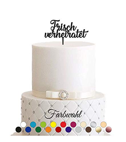 Frisch verheiratet, Hochzeit, Trauung, Heirat, Caketopper, Topper, Kuchenstecker, Einstecker, heiraten, Hochzeitstorte von Manschin-Laserdesign