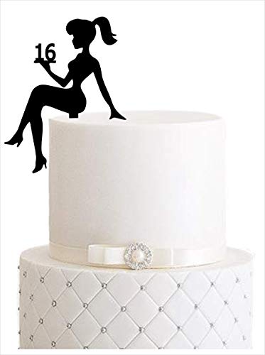 Girl, birthday, Tortenfigur, Cake Topper, Mädchengeburtstag, sweet 16, sweet 18, Zahl, TopperZahl, Geburtstag, Geburtstagsdeko, Dekoration (Schwarz, 16) Art.Nr. 5094 von Manschin-Laserdesign