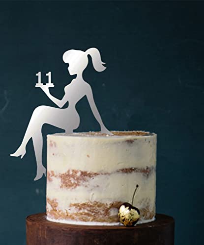 Girl, birthday, Tortenfigur, Cake Topper, Mädchengeburtstag, sweet 16, sweet 18, Zahl, TopperZahl, Geburtstag, Geburtstagsdeko, Dekoration (Silber (einseitig verspiegelt), 11) von Manschin-Laserdesign