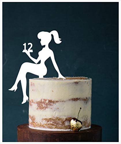 Girl, birthday, Tortenfigur, Cake Topper, Mädchengeburtstag, sweet 16, sweet 18, Zahl, TopperZahl, Geburtstag, Geburtstagsdeko, Dekoration (Weiß, 12) von Manschin-Laserdesign