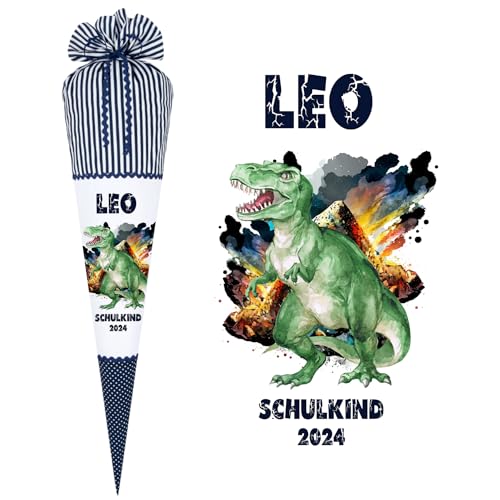Manufaktur Liebevoll Dinosaurier Schultüte Junge Einschulungstüte T Rex Jungen Name personalisierte Stoff Schultüte Dino Zuckertüte Schulkind 2025 I (Dinosaurier) von Manufaktur Liebevoll