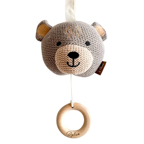 Manufaktur Liebevoll | Personalisierte Spieluhr zur Geburt Babyspieluhr Geschenk Baby Neugeborene Baby Spieluhr mit Musik Musikuhr (Bär) von Manufaktur Liebevoll