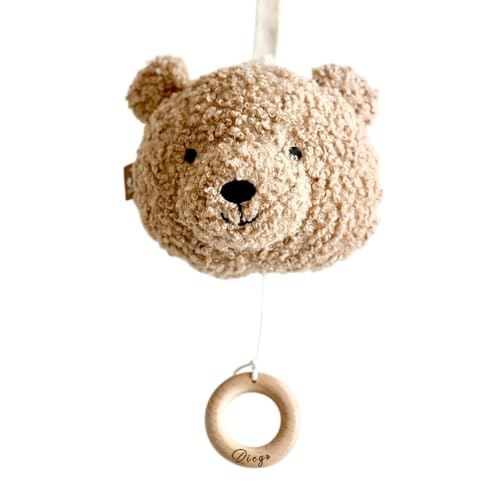Manufaktur Liebevoll | Personalisierte Spieluhr zur Geburt Babyspieluhr Geschenk Baby Neugeborene Baby Spieluhr mit Musik Musikuhr (Bär Braun Plüsch) von Manufaktur Liebevoll