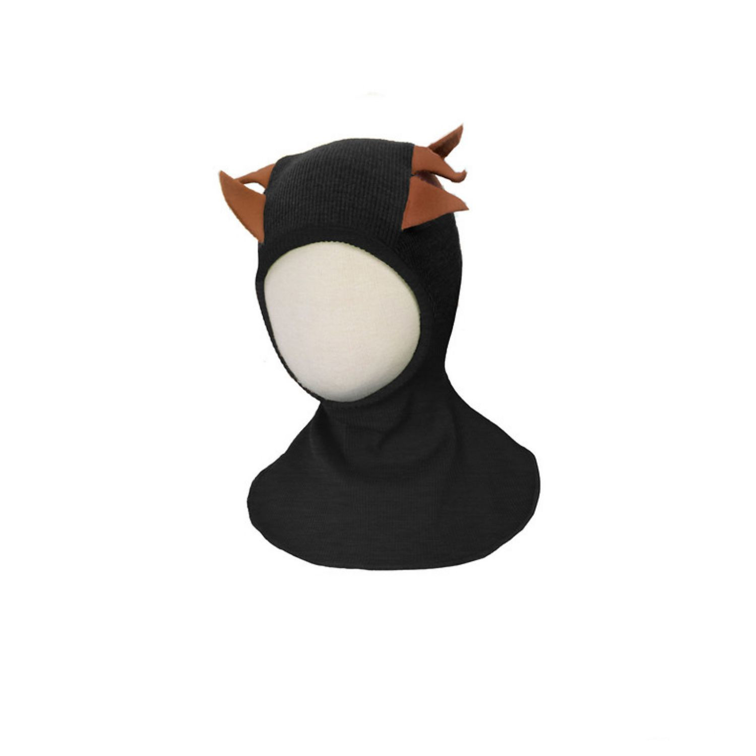 ManyMonths Dino Hood Schlupfmütze mit Dinozacken - Innovator (110 - 122/128) Foggy Black (mit braunen Zacken) von ManyMonths