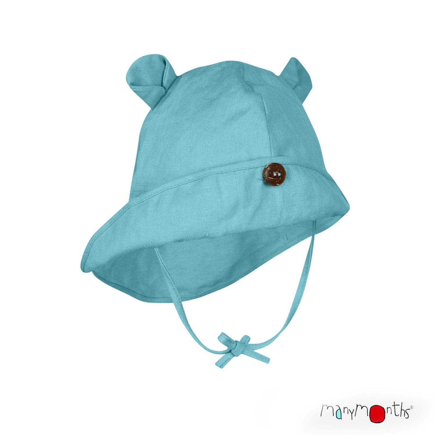 ManyMonths ECO Hempies mitwachsender Sonnenhut mit Ohren - Adventurer / Conqueror (80 - 104/110) Angel Turquoise von ManyMonths