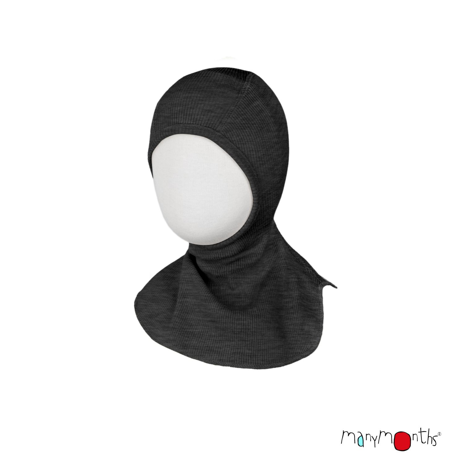 ManyMonths Elephant Hood Schlupfmütze aus Wolle - Foggy Black Adventurer / Conqueror (80 - 104/110) von ManyMonths