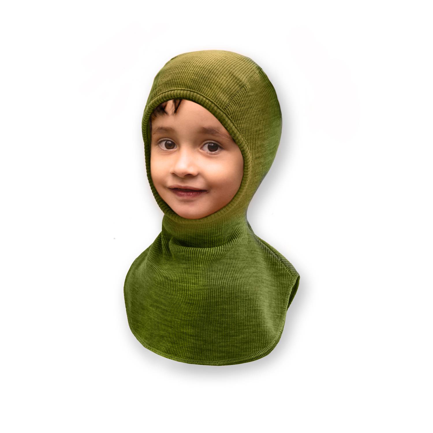 ManyMonths Elephant Hood Schlupfmütze aus Wolle - Garden Moss Green Innovator (110 - 122/128) von ManyMonths