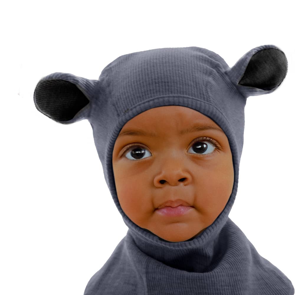 ManyMonths Elephant Hood Schlupfmütze mit Bärenohren - Elephant Grey Adventurer / Conqueror (80 - 104/110) von ManyMonths