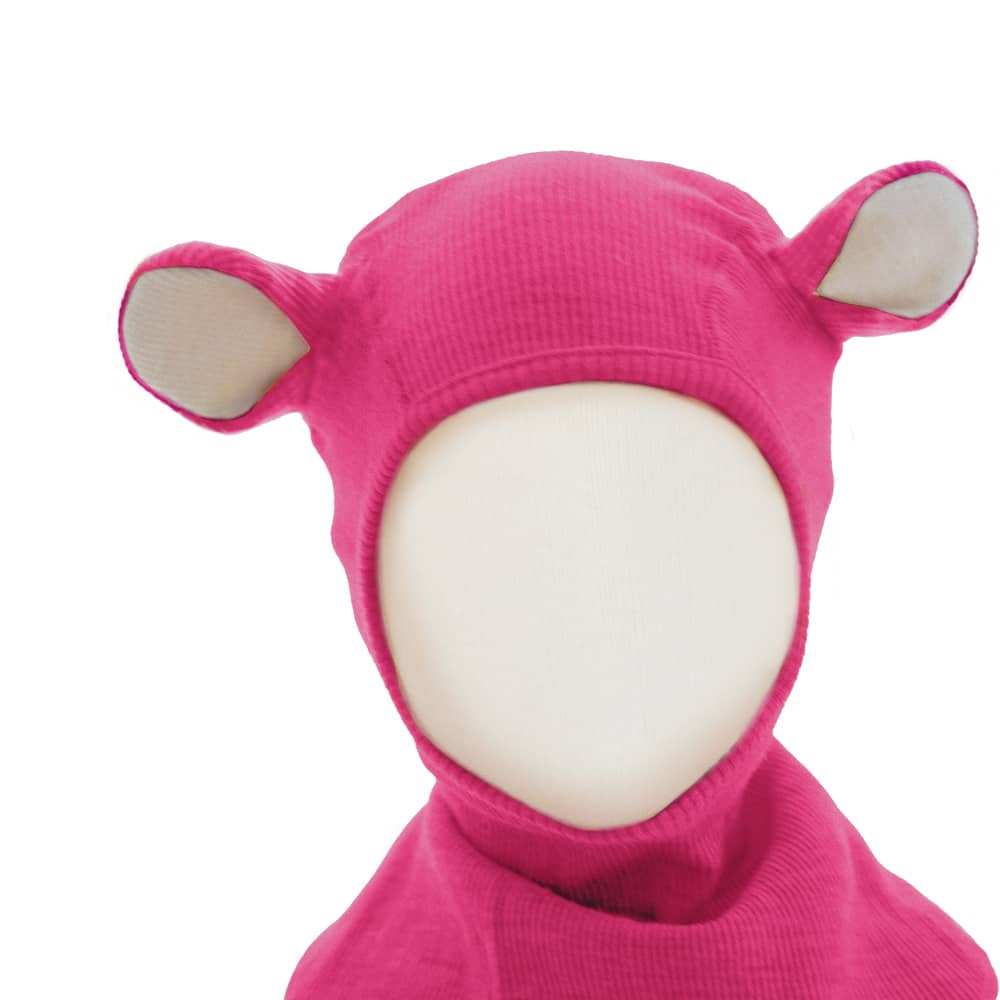ManyMonths Elephant Hood Schlupfmütze mit Bärenohren - Pop Pink Charmer / Explorer (62 - 80/86) von ManyMonths